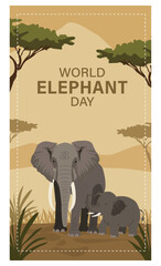 World Elephant Day Illustration Set-03