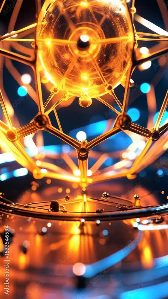 Canvas Prints futuristic golden sphere structure, abstract geometric design with glowing lights and metallic conne