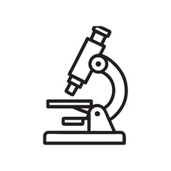Minimalist line art microscope icon for science