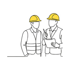 Site manager and coordinator discussing plans