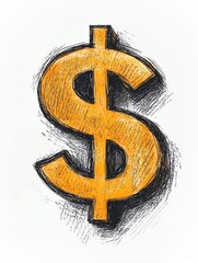 Hand-drawn illustration of a dollar sign.
