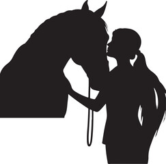 GIRL KISSING HORSE SILHOUETTE