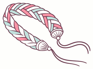 Illustration of a braided friendship bracelet in pastel colors isolated on white background