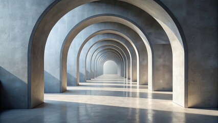 Obraz premium Ancient stone arches form a medieval architectural corridor within a historic church in Seville, Spain