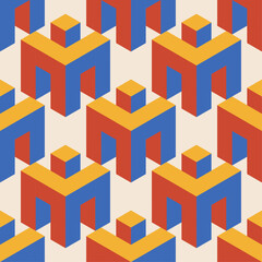 Trendy minimalist seamless pattern with abstract creative geometric composition