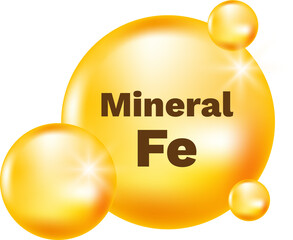 3d golden text Mineral Fe