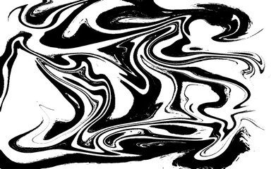 Abstract monochrome liquid background. Black and white wavy marble texture. Vector illustration.