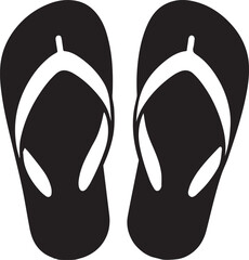 Black and White Flip-Flops Vector Silhouette	
