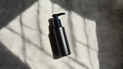Standing pump bottle in harsh window shadow