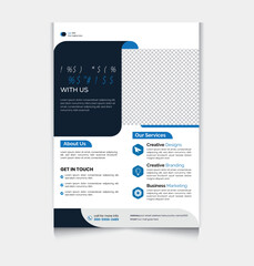Corporate business cover and back page A4 flyer design template for print, brochure template, vector background.