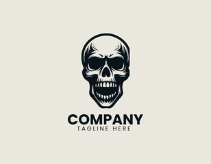 Terrifying Skull Haunted House Of Horror Spooky Fright Night Vector Logo Design