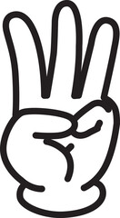 数字を示すハンドサイン3のイラスト
