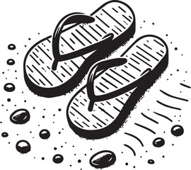 Black and White Flip-Flops Vector Silhouette	
