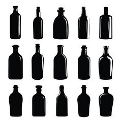 bottle silhouette set, Black & White silhouette set