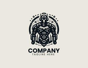 Destructive Robot Powerful Machine Apocalyptic Cybernetic Force Vector Logo Design