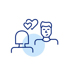 Woman and man on a romantic date. Love relationships. Pixel perfect, editable stroke icon