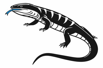 blue tongue skink sihouette black vector