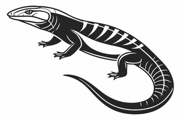 blue tongue skink sihouette black vector