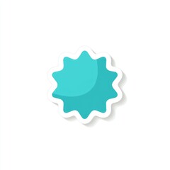 Teal starburst sticker with rounded edges and subtle shadow, isolated on white background