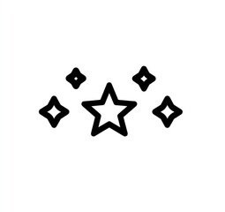 A large five-pointed star is surrounded by four smaller, sparkling stars.  Clean lines, simple design