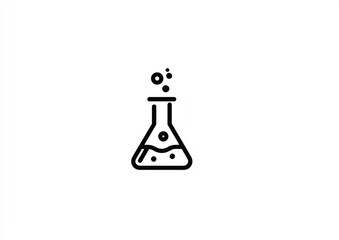Simple line drawing of an Erlenmeyer flask with bubbling liquid, suggesting a scientific experiment or potion