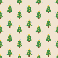Cute Tree Pattern Seamless Digital Background

