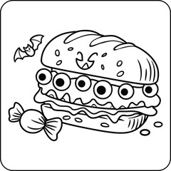 Eyeball Sandwich Coloring Page