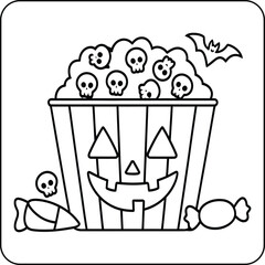 Halloween Popcorn Coloring Page