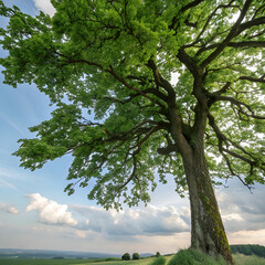 Naklejka premium A Beautiful Picture of a Majestic Tree Standing Tall in Nature, Radiating Strength, Serenity, and the Timeless Beauty of Life
