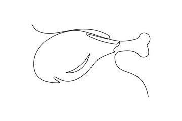 Fried chicken drumstick one line drawing illustration
