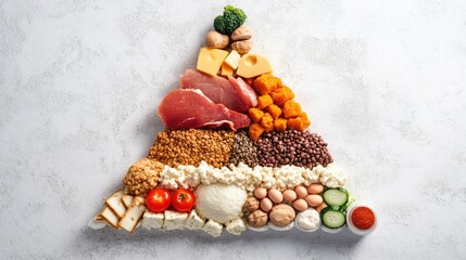 Nutritionist pointing to fats category on food pyramid