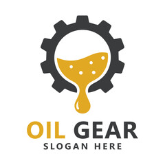 Motor oil logo drop lubricant and gear vector illustration