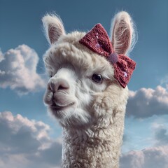 close up of a white alpaca