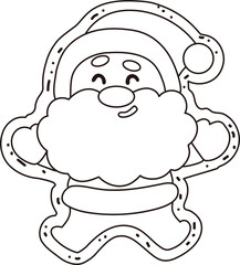Fototapeta premium Happy Santa Claus Cookie Coloring Page
