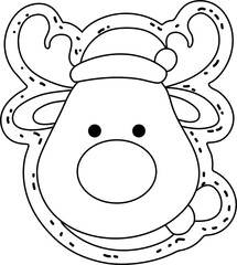 Deer Cookie with Santa Hat Coloring Page

