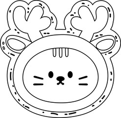 Deer Cookie with Cat Mask Coloring Page

