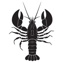 Black lobster silhouette on a clean white background. Contains the image of the lobster, which symbolizes strength and wealth. Vector illustration eps 10