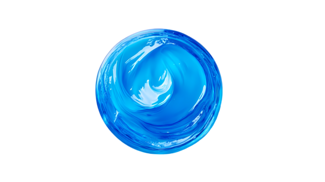 Vibrant Blue Gel Swirl Abstract Texture Background isolated on transparent background