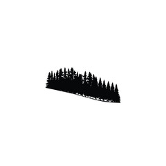A silhouette of a forest merging into a desert landscape on white background