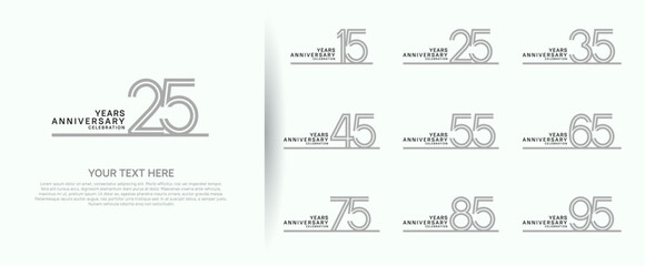 Fototapeta premium logo anniversary set. grey color with long line on white background for special event