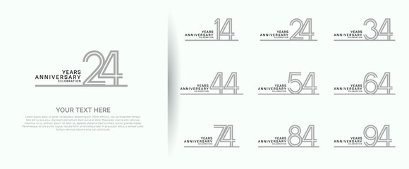 logo anniversary set. grey color with long line on white background for special event