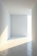 Sunlit white cube, pristine, copy space available , screen, image, illustration