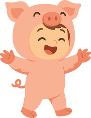 Obraz premium Joyful Kid in Pig Costume