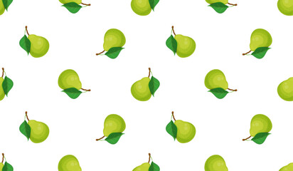 Pear seamless pattern. Fruit background. Beautiful vector print.