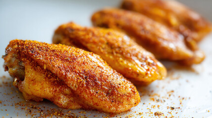 Chicken wings marinated in spice rub, ready for oven