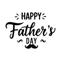 Happy Father's Day Typography with Hearts and Mustache in Black and White Design , ai generator
