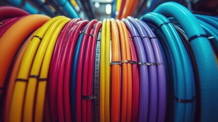 Colorful cables in a network