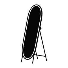 Full Length Oval Mirror on Stand Black Silhouette Icon