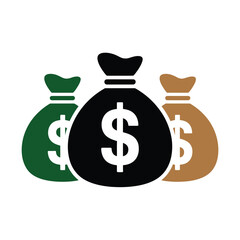 Three Money Bags Icon Representing Investment Finance