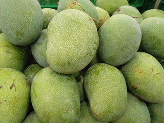 Fresh mango fruit in green box after harvest from farm, mango fruit for sale